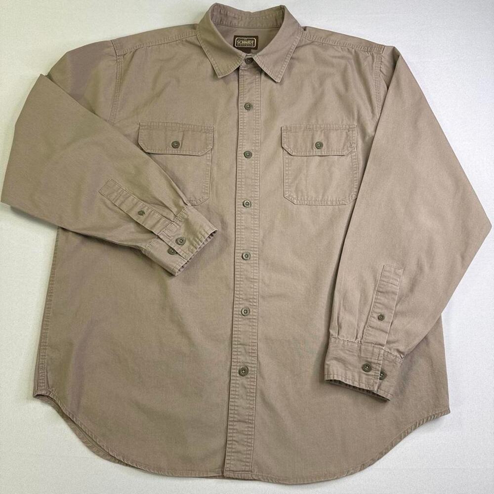 C.E. Schmidt Workwear Men’s Large Khaki Tan Long Sleeve Button Up Shirt